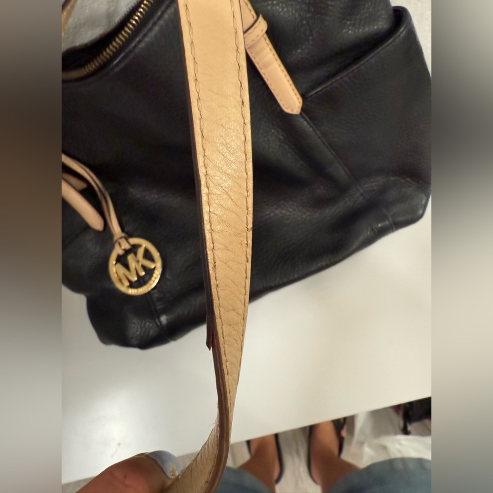 Michael Kors Black and Tan Leather Tote Bag - Picture 5 of 9